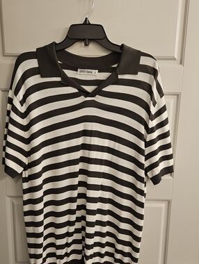 Grace Karin Green and White Striped Polo Shirt Dress